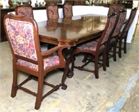 Double Pedestal Dining Table with 2 leaves &