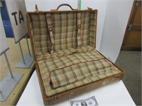 21"x13"vintage suitcase, plaid interior