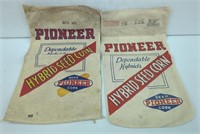 2x- VIntage Pioneer Seed Corn Cloth Sacks