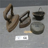 Pair of Sad Irons - Miniature Cast Coal Bucket