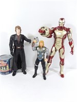 3 figurines avec son Thor, Iron Man, Skywalker