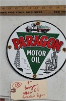9" Paragon Motor Oil porcelain sign