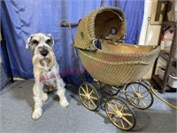 Green Antique Victorian baby doll buggy #2