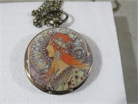 DECO STYLE PORTRAIT POCKET WATCH