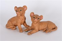 Vintage Porcelain Lion Cub Figurines