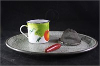 Enamel Plater & Cup & Strainer