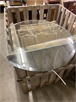 30 inch round beveled glass table top. Three