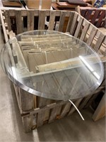 Two pieces of new 30 inch beveled glass table
