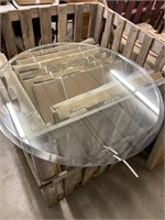 Two pieces of new 30 inch beveled glass table