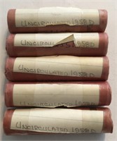 (5) Rolls of 1958-D Lincoln Cents