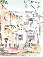 Ink & Watercolor 'Pat O'Brians Courtyard'
