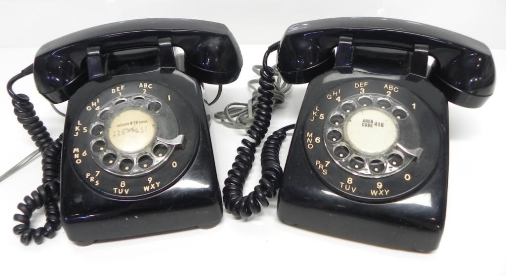 2 BLACK ROTARY PHONES-NORTHERN ELECTRIC & IZT