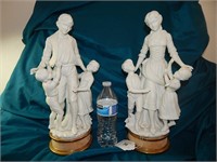 Large Pair Ardalt Porcelain Figurines Family