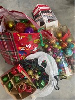 Assorted Christmas Ornaments & Lights