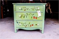 Country Green Hand Painted 3 Drawer Commode with