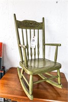 Green Painted Child's Rocking Chair