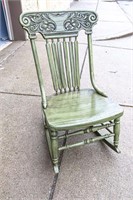 Green Painted Pressed Back Rocking Chair