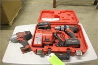 Milwaukee Drill W/Case &Chargers1/2" Impact Wrench