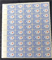 1952 RED CROSS 3 CENT STAMP SHEET