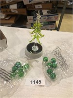 (2) Mini Christmas Trees w/ Mini Ornaments