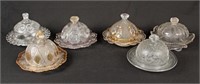 Six Early American Pressed Glass Butter Dishes