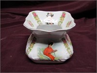 Antique Porcelain Spittoon. Lady driving