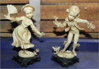 Pair Vtg Italy Small Girl/Boy Sculptures