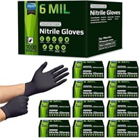 6mil Quality Stretch Nitrile Black Gloves 1000