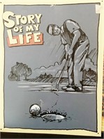 Metal "Story of My Life" golfer sign