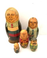 Wooden world leaders nesting dolls, made in Russia