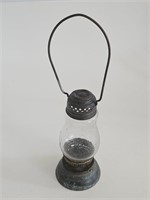 ANTIQUE BRASS SKATERS OIL LANTERN BUBBLE GLASS