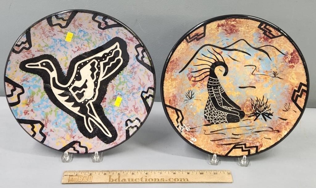 2 Mana Apache Pottery Plates Native American