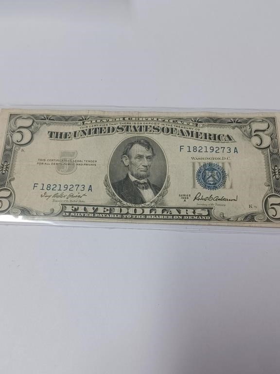 1953 Silver Certificate Five Dollar Bill