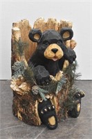 "Perfect Fit" Bear Cub in Tree Stump Decor 23" T