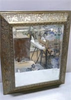 Brass Framed Bevel Glass Mirror 18"x15 1/2"