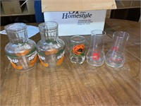 2 juice carafes, 6 Poppy-August glasses & 2 7up