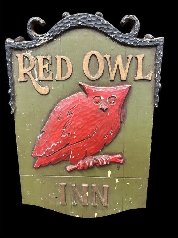 Metal Red Owl Inn Sign