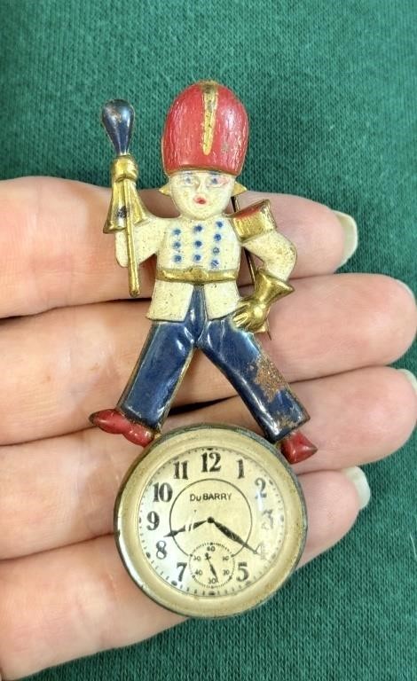 Vintage DuBarry Marching Band Faux Watch Brooch