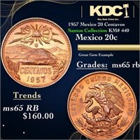 1957 Mexico 20 Centavos Santos Collection KM# 440