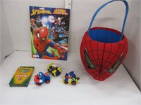 Spider-Man basket & coloring book plus marvel cars