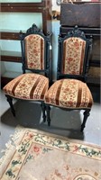 Pair of Flower Carved Victorian Chairs