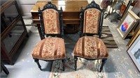 Pair of Flower Carved Victorian Chairs