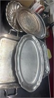 Silver serving platters trays, Vintage Carol Wm.