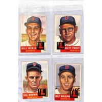 (4) 1953 Topps Baseball Red Sox Cards Nice Shape