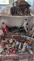 Vintage Nativity Set, Santa Claus Ornaments,