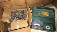 3- 6 inch grinding wheels, nice toolbox and a box