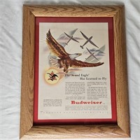 Original 1943 Life Magazine Budweiser Ad Framed