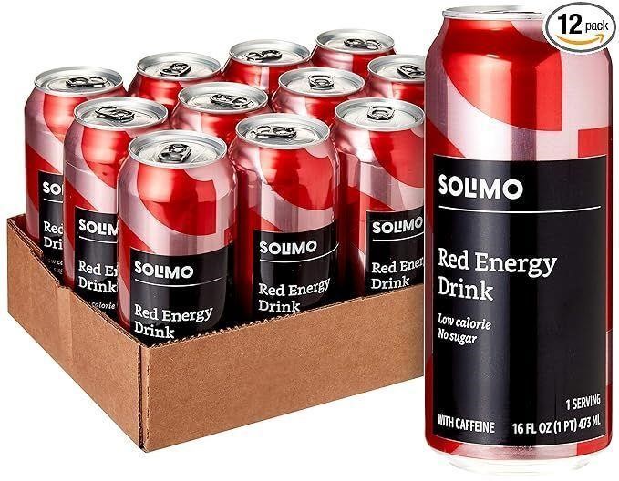 12pk Solimo Red Energy Drink, Sugar Free, 16oz
