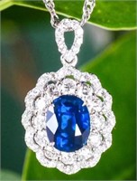 2ct Royal Blue Sapphire 18Kt Gold Pendant