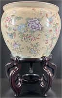 Chinoiserie Planter/Koi Pot on Stand